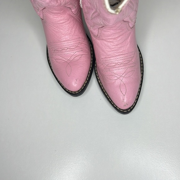 Old West Pink Childrens Girls Corona Leather J Toe Cowboy Western Boots Size 8.5 - Picture 13 of 17